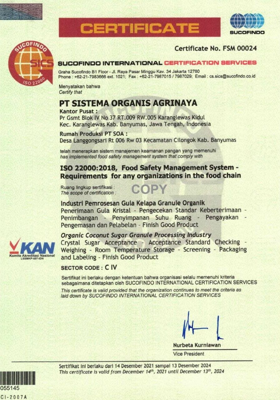 Sertifikat ISO 22000 2018